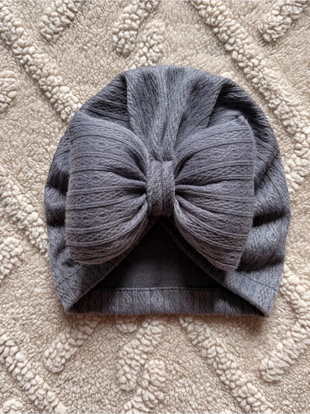 Baby Girl 0-24M Big Bow Beanies - Turban Hats With Bow Solid Color 3 Pack